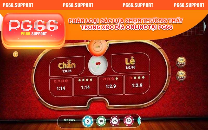 Phân loại các lựa chọn thường thấy trong xóc đĩa online tại PG66